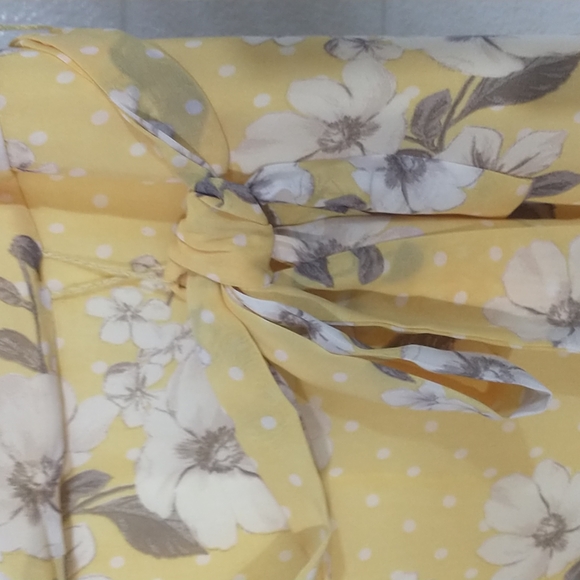 R&K Women's Maxi Sleeveless Dress 14 Floral Yellow Dots W-360 - Picture 5 of 6